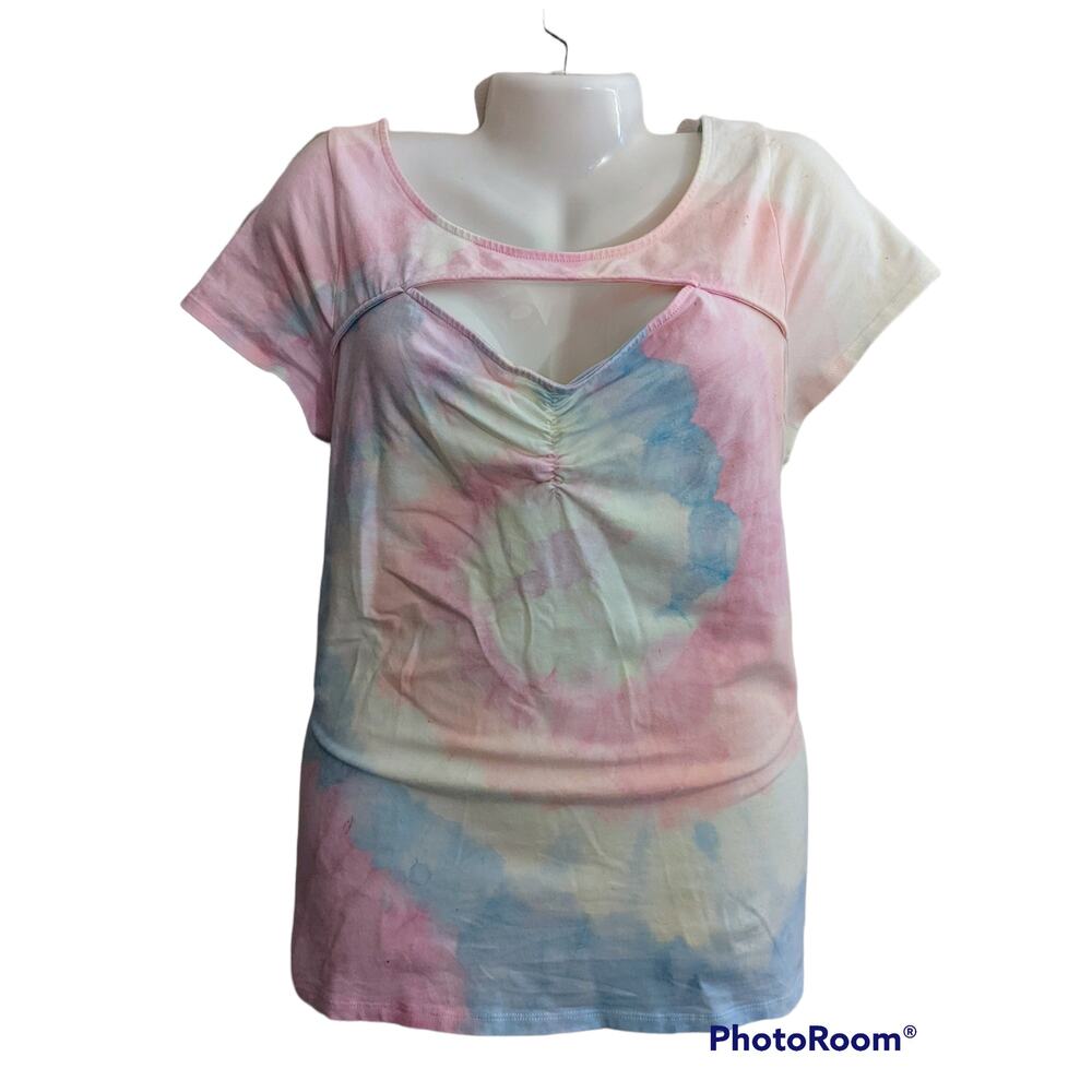 NWOT Modcloth Fervour Flash of Sassy Rainbow Tie Dye Sweetheart Top Tee 1X